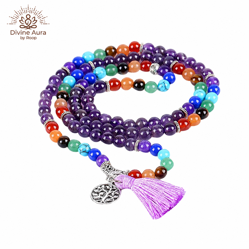 7 Chakra Healing Mala Necklace — Divine Aura by Roop.
