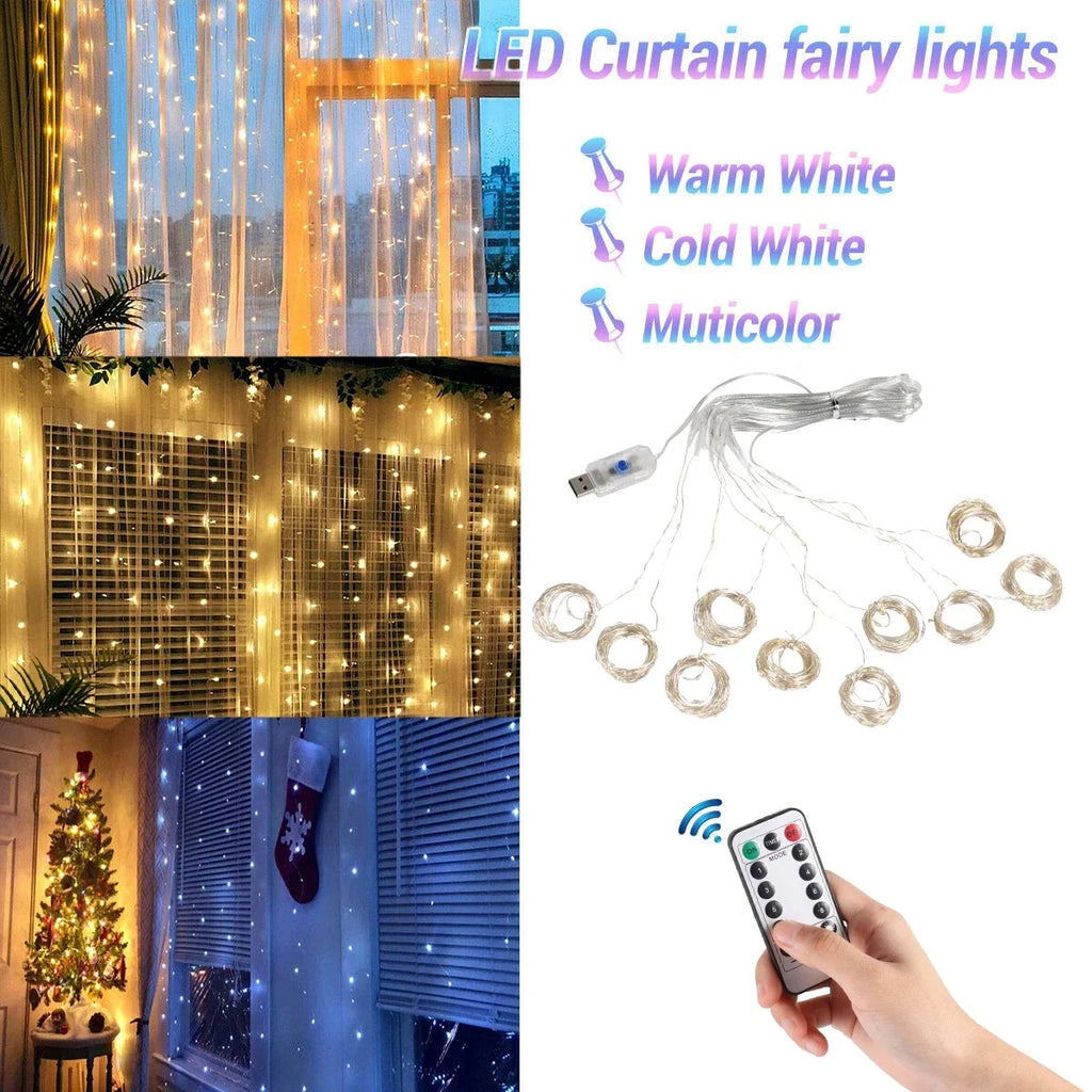 LED Christmas Curtain Fairy Lights.