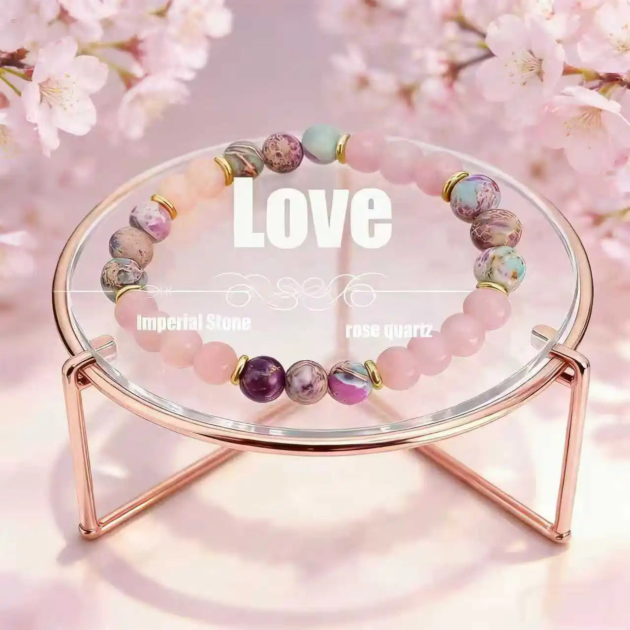 Colorful Imperial Jasper Rose Quartz Beaded Bracelet Women Fashion Jewelry for Love and Friendship bracelet for women charm