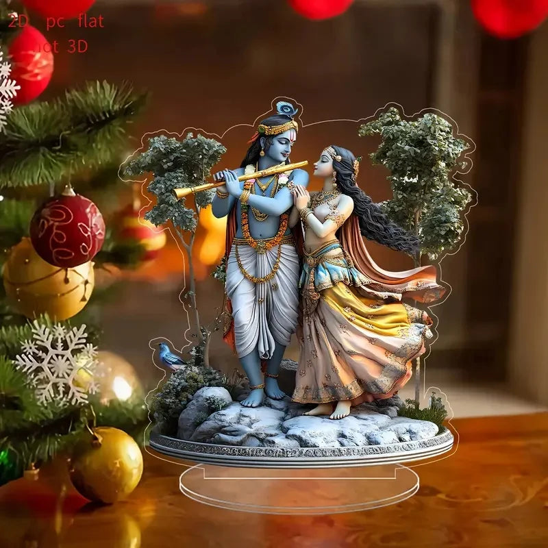 Hinduism Religion Krishna & Radha 2D Flat Acrylic Stand Table Decoration,Home,Office,Cafe,room,Studio,Desktop Ornament Sign Gift
