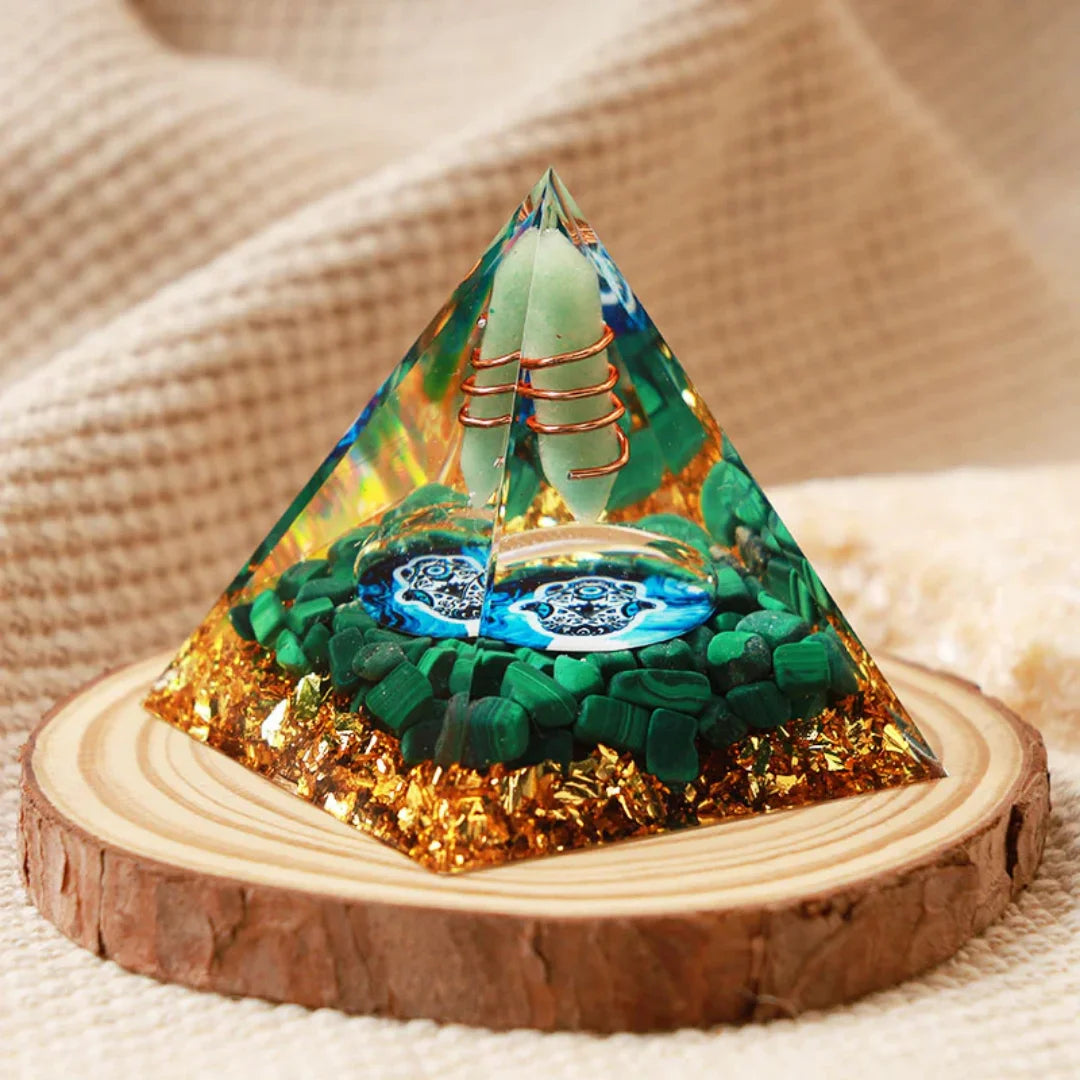 Green Aventurine Crystal Energy Pyramid – Spiritual Home Décor