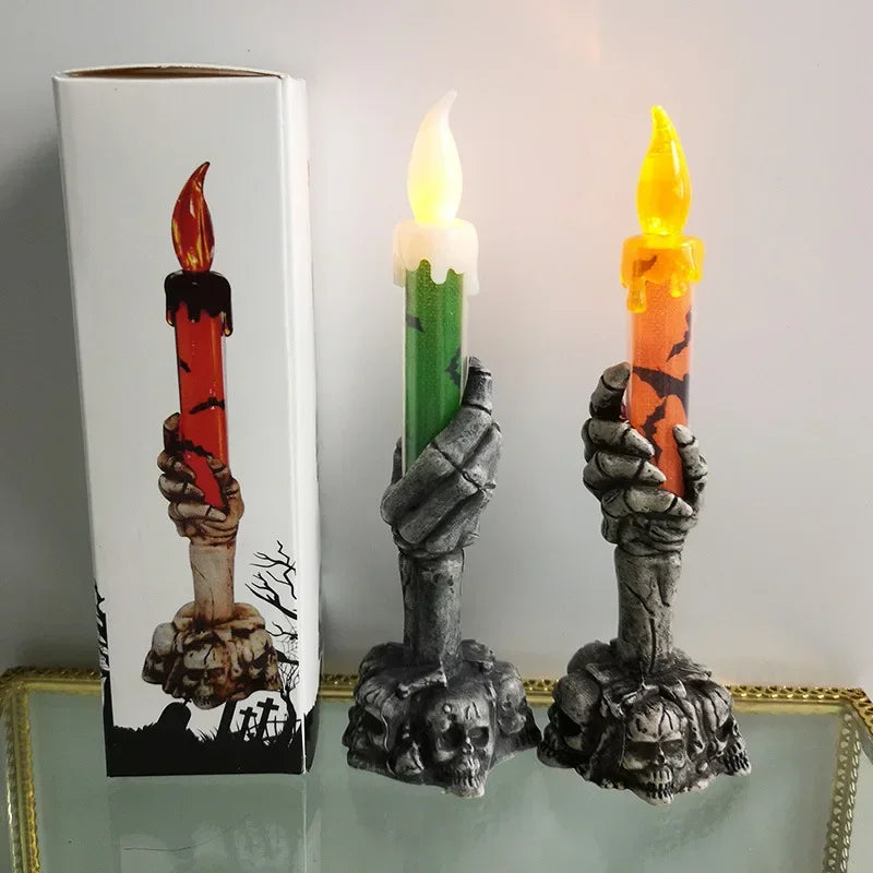 LED Skeleton Hand Candle Holder – Spooky Halloween Table Décor