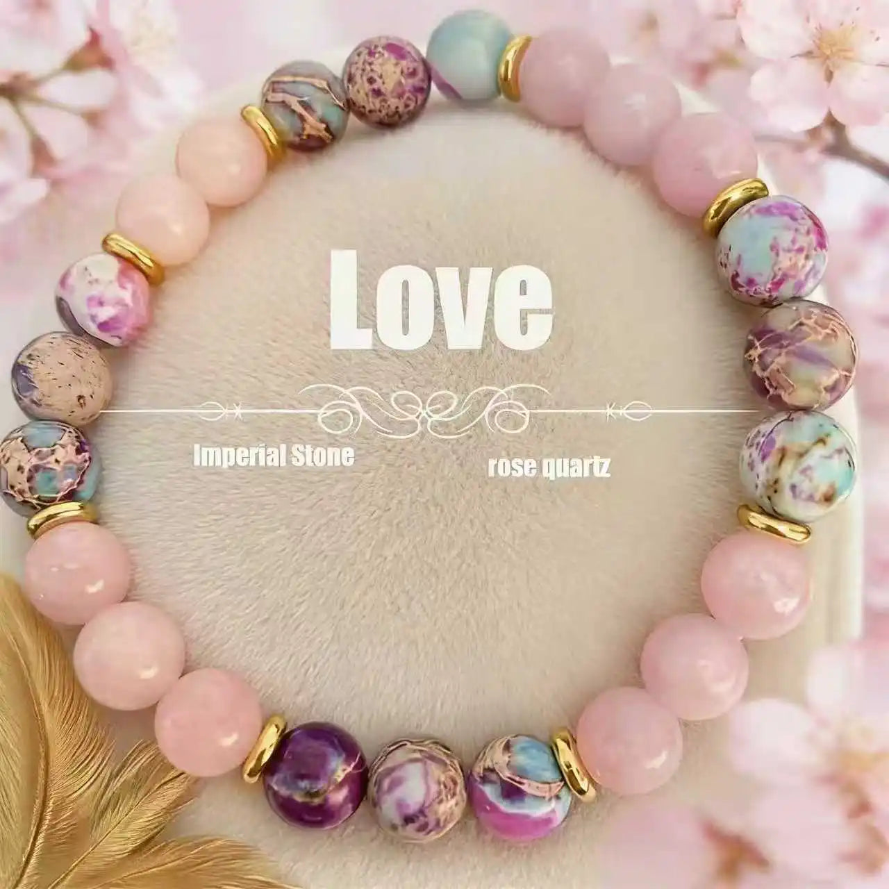 Colorful Imperial Jasper Rose Quartz Beaded Bracelet Women Fashion Jewelry for Love and Friendship bracelet for women charm