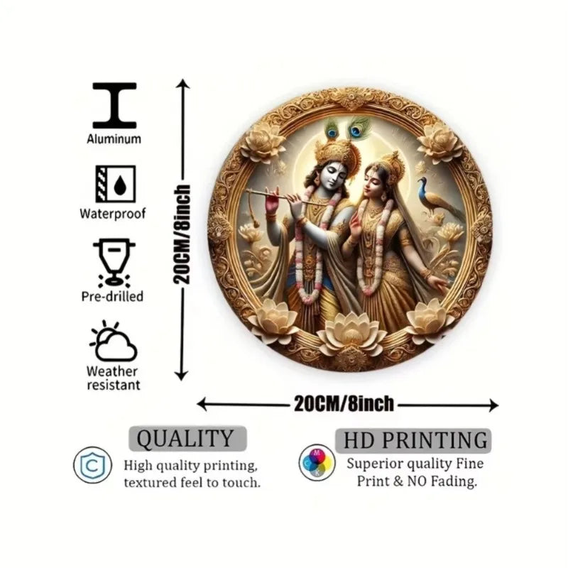 Vintage Indian Deity Metal Wall Art , Intricate Hindu Gods Design, Durable & Weather-Resistant, Ideal for Home,Office, Garden,2D