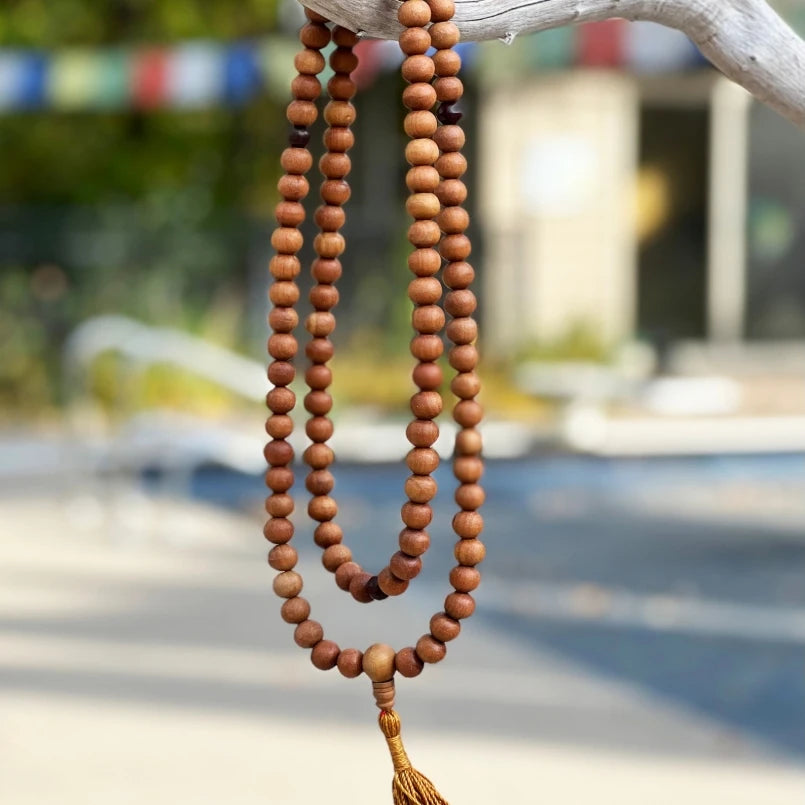 Fragrance Tibetan Buddhist Sandal Wood Japa Mala Rosary 108 Prayer Beads Necklace Women Men Boho Yoga Jewelry Spiritual Gift