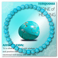 4/6/8mm Natural Blue Turquoises Beads Bracelet Smooth Round Beaded Bracelets with Card for Women Men Elastic Bracelet Bangle