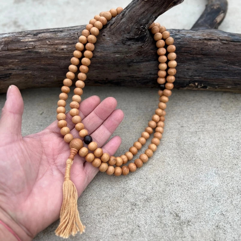 Fragrance Tibetan Buddhist Sandal Wood Japa Mala Rosary 108 Prayer Beads Necklace Women Men Boho Yoga Jewelry Spiritual Gift