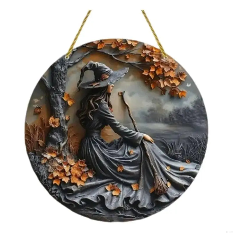 Halloween Witch Wooden Hanging Sign