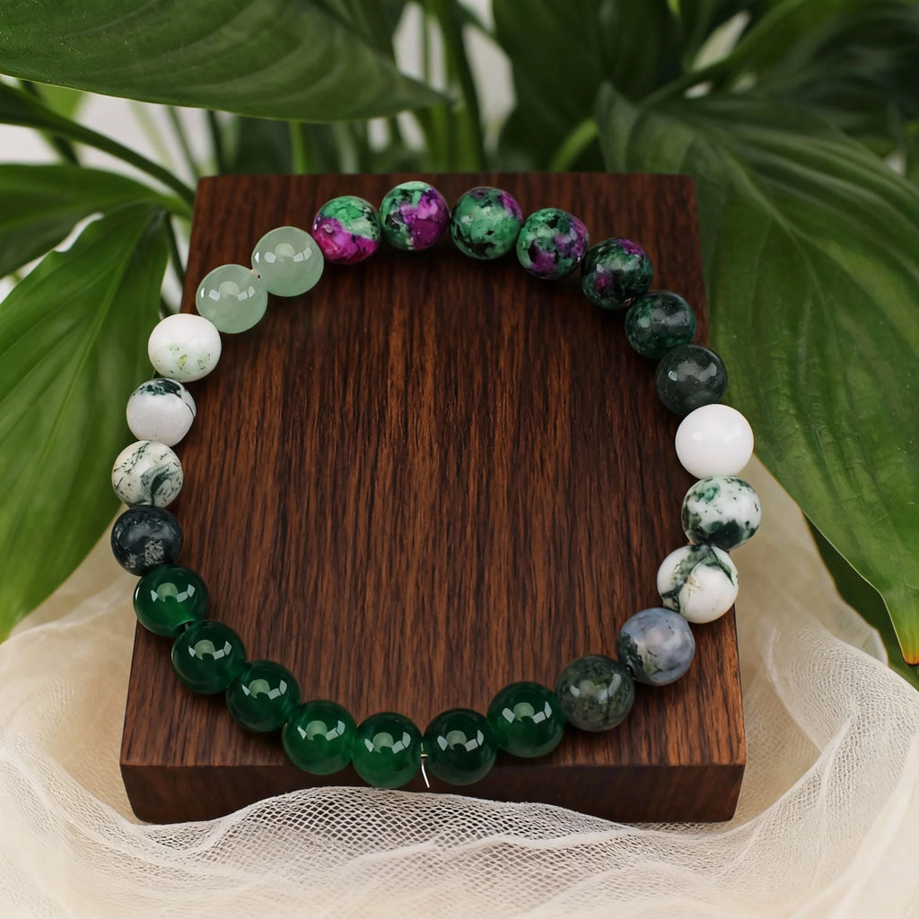 Fashion spring ladies jewellery green Agate family gifts Epiphany Women's Gift natural stone green bracelet new beginnings