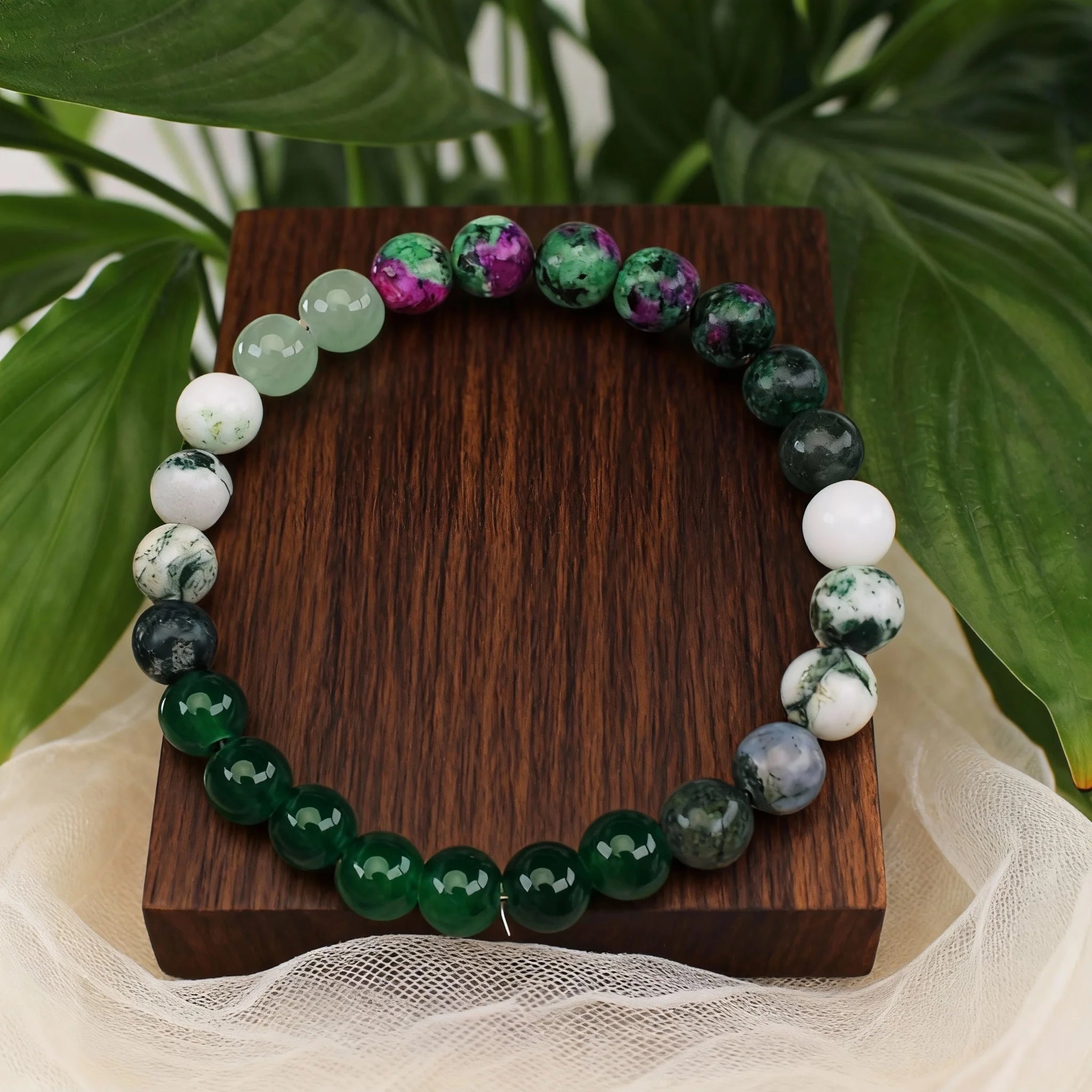 Fashion spring ladies jewellery green Agate family gifts Epiphany Women's Gift natural stone green bracelet new beginnings
