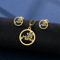 Mother's Day Jewelry Set Gift Stainless Steel Mama Love Heart Sakura Flower Pendant Necklace Earrings Mom Thanksgiving Gift
