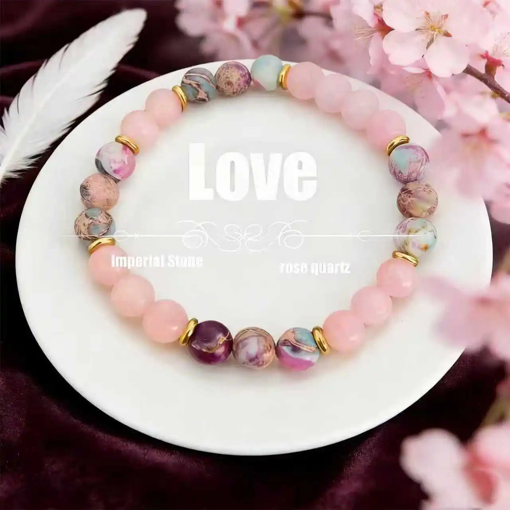 Colorful Imperial Jasper Rose Quartz Beaded Bracelet Women Fashion Jewelry for Love and Friendship bracelet for women charm