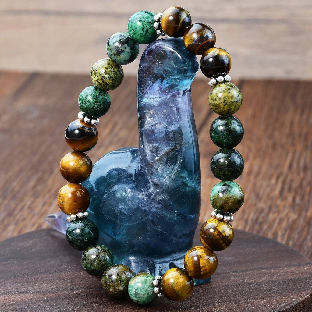 Tiger Eye & African Turquoise Beaded Bracelet
