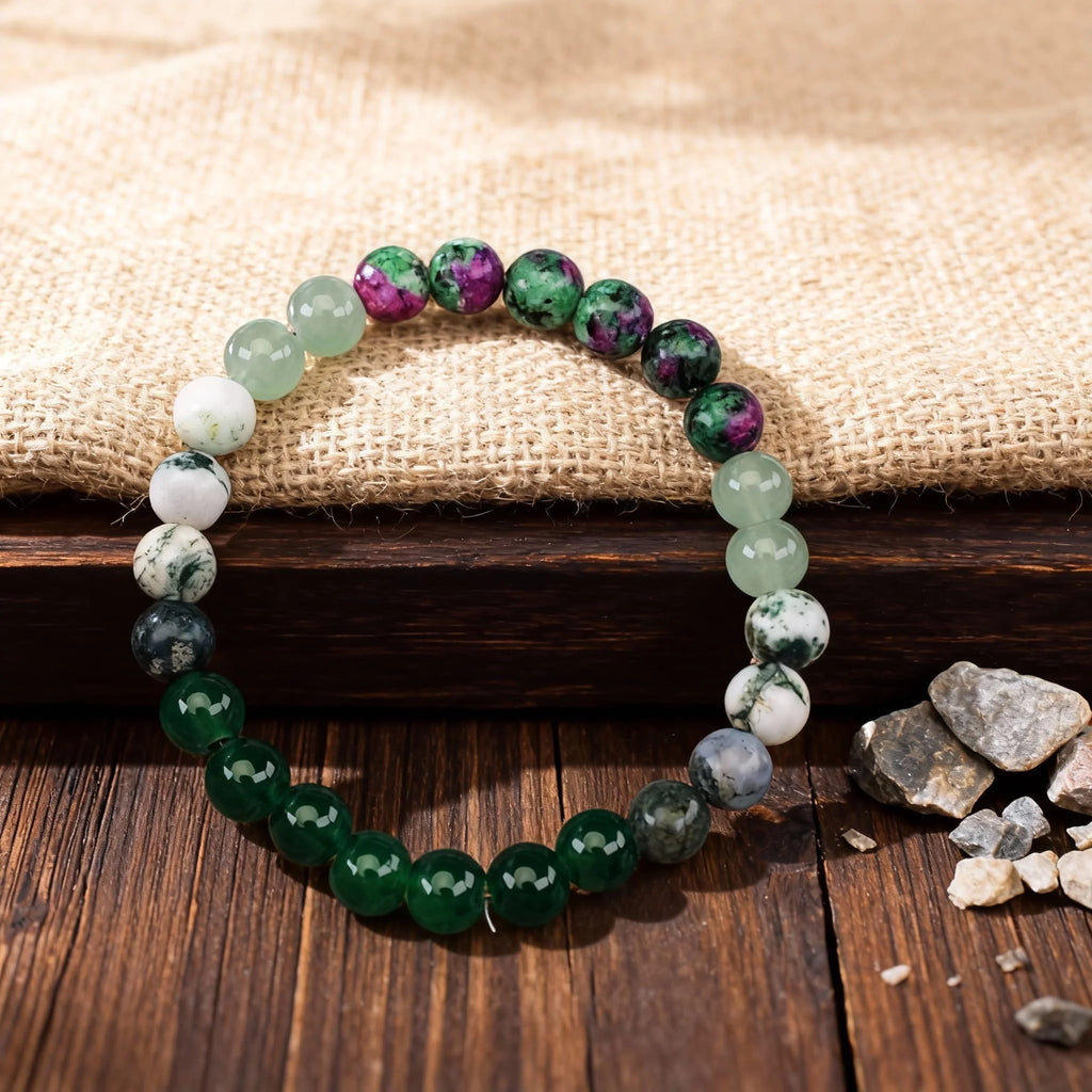 Fashion spring ladies jewellery green Agate family gifts Epiphany Women's Gift natural stone green bracelet new beginnings