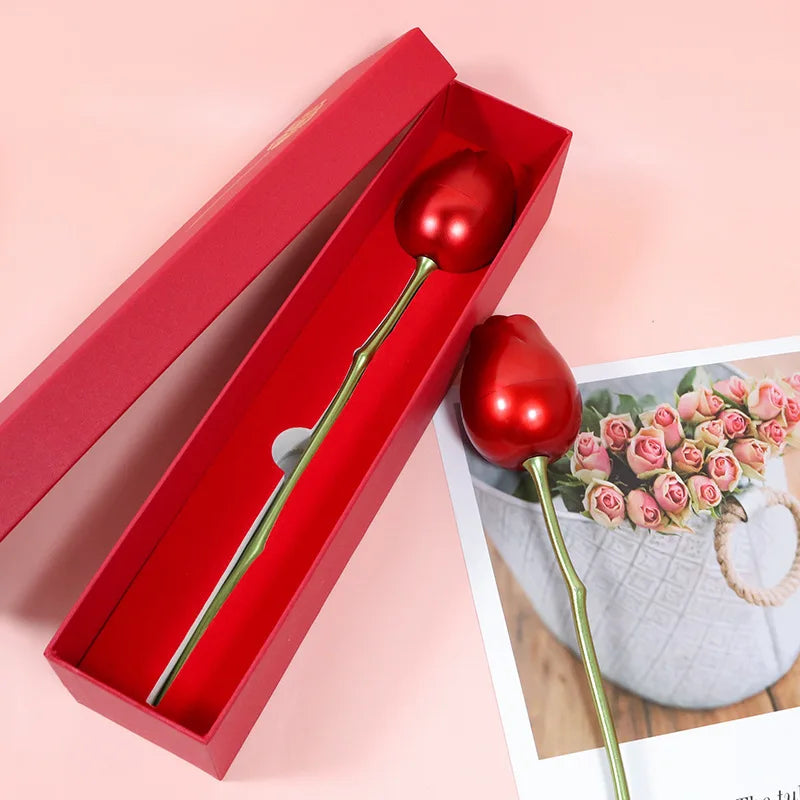 Heart Red Zircon Necklace Pendant With Roses Flower Box Gift For Mother's Day 2024 New Luxury Romantic Wedding Jewelry