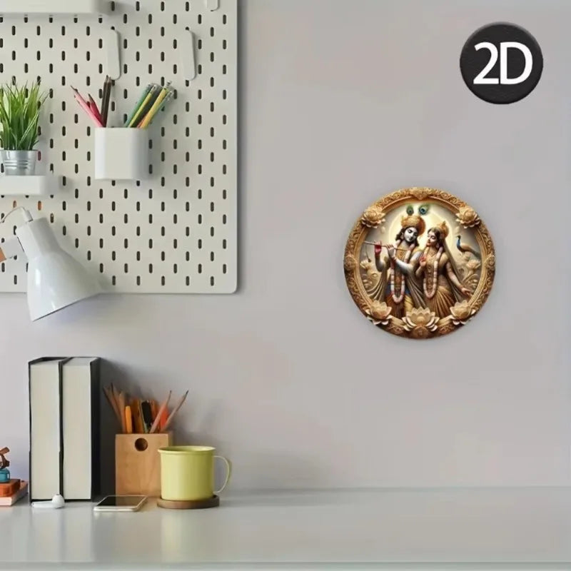Vintage Indian Deity Metal Wall Art , Intricate Hindu Gods Design, Durable & Weather-Resistant, Ideal for Home,Office, Garden,2D