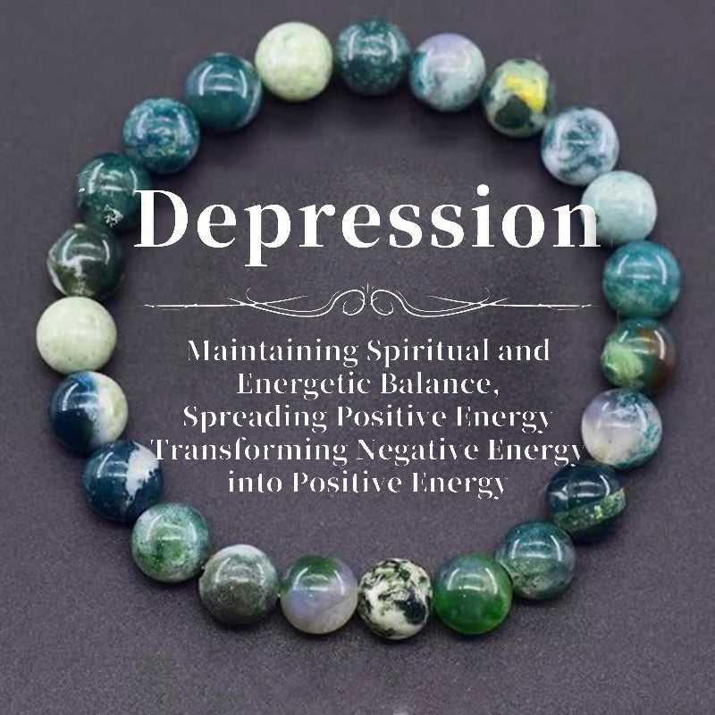 Depression Healing Crystal Beaded Bracelet Relieves Stress Anxiety Enhances Confidence Spiritual Inner Strength Jewelry Gift
