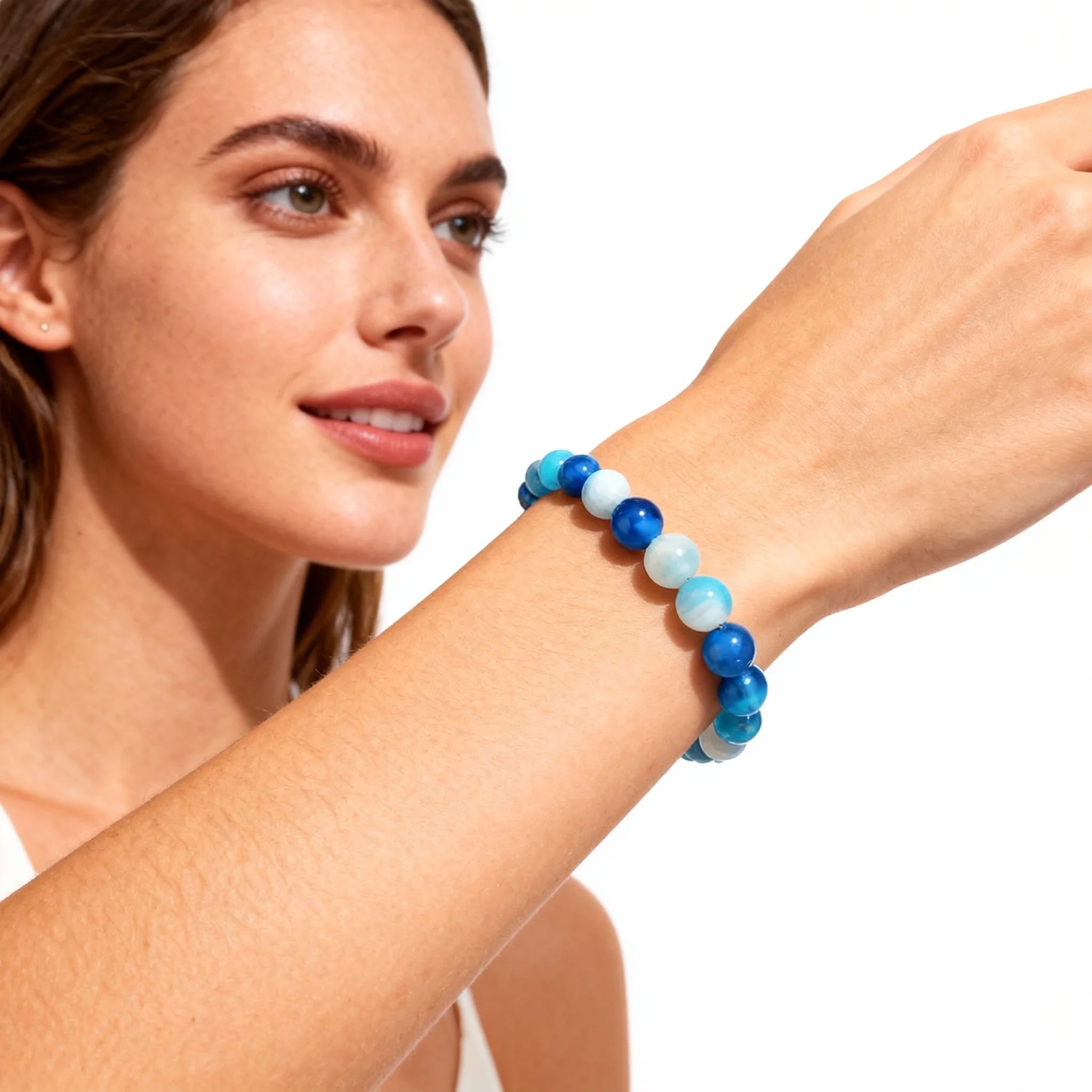 1pc Creative summer jewellery blue Agate bracelets for wife Prom Epiphany Women's Gift natural stone blue bracelet calm