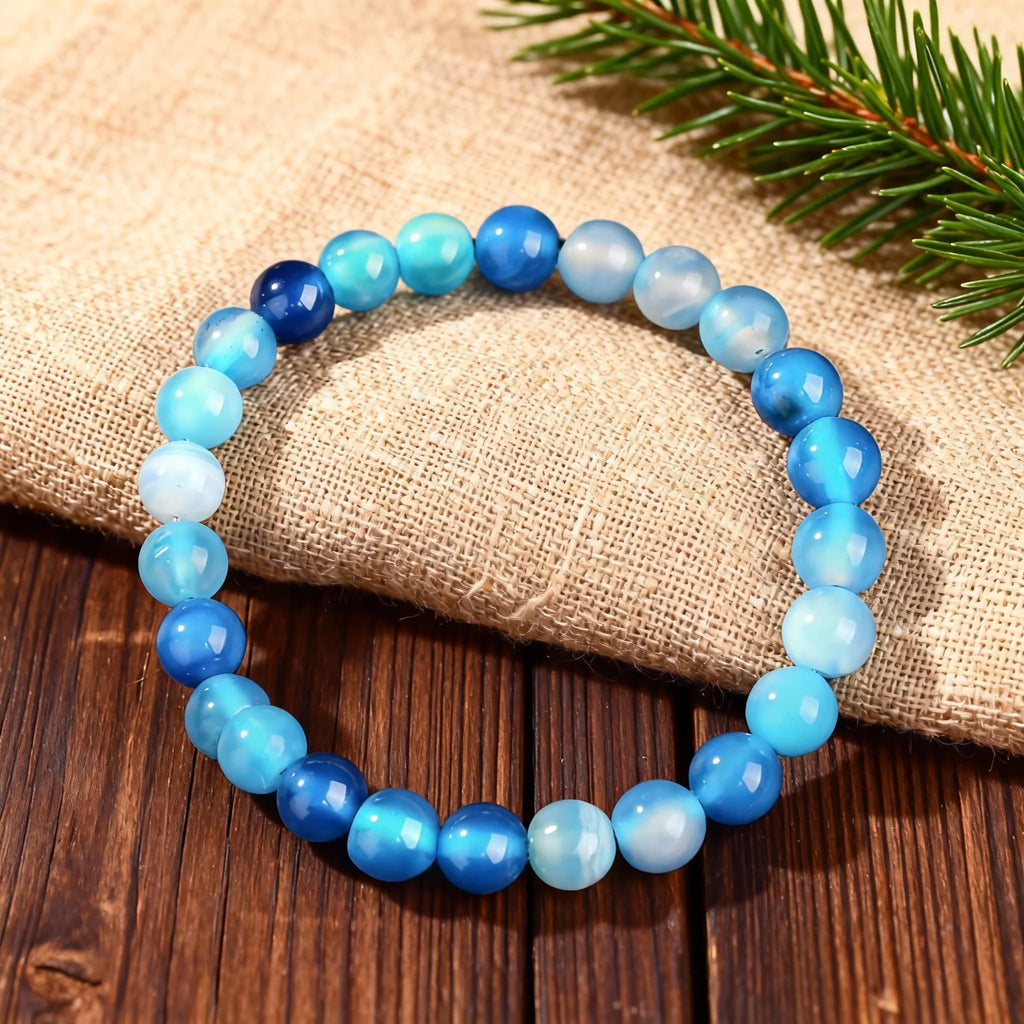1pc Creative summer jewellery blue Agate bracelets for wife Prom Epiphany Women's Gift natural stone blue bracelet calm