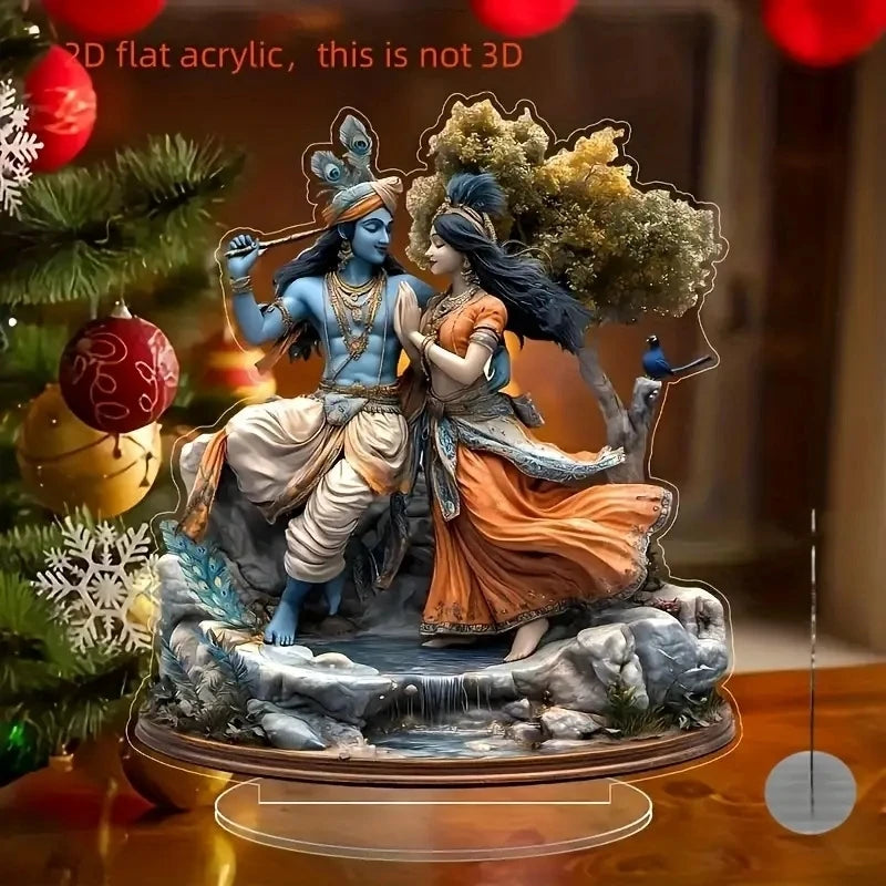 Hinduism Religion Krishna & Radha 2D Flat Acrylic Stand Table Decoration,Home,Office,Cafe,room,Studio,Desktop Ornament Sign Gift