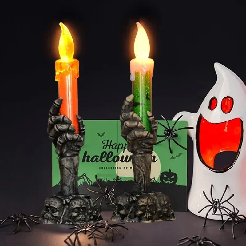 LED Skeleton Hand Candle Holder – Spooky Halloween Table Décor
