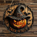 Halloween Pumpkin Witch Wooden Hanging Sign