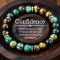 Tiger Eye and African Turquoise Beaded Elastic Bracelet Boost Confidence Balancing Energy Healing Prayer Bracelet