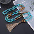 108 Mala Necklace Vintage Turquoise Painted Stone Necklace. A meaningful gift for loved ones seeking balance and positivity. Created with love and positive energy - Divine Aura by Roop.